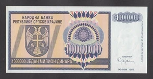🔴CROATIA  Krajina 1 Million Dinara 1993 UNC PR10a KEY BANKNOTE Ser.#  AA0231762 - Picture 1 of 12