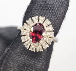 GENUINE NATURAL RED AND WHITE ZIRCON WOMAN'S RING SIZE 5.5 VERY RARE STONE - Picture 1 of 12