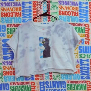 ASAP Rocky T Shirt Cropped Tie Dye Size L Rap Hip Hop White Blue - Picture 1 of 4