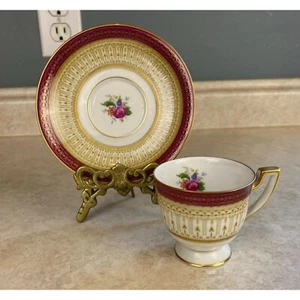 Set tazze da tè e piattini Royal Bayreuth Germany US Zone AVON Demitasse Bone China - Foto 1 di 8
