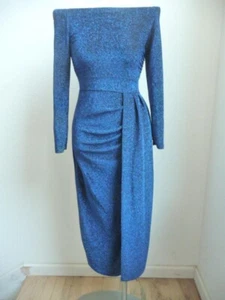 Vintage 80s blue metallic Bodycon dress - Picture 1 of 5