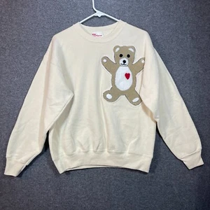 Suéter HANES para mujer mediano bronceado con parche de oso de peluche suéter para damas. - Imagen 1 de 12