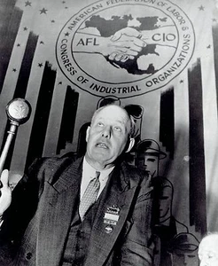 1955 Wire Photo President of AFL CIO Labor Union George Meany speaking in NYC - Picture 1 of 2