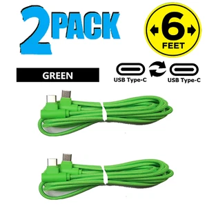 2 Pack USB C USB C Super Fast Charge Cable 90 Degree Nylon Fabric Adapter Cord - Picture 1 of 15