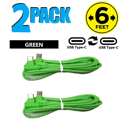 2 Pack 6ft C Fast Charger Cable USB Cord 90 Degree Nylon Fabric Adapter Cord Kit - Image 1 of 4