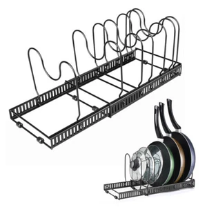 Extendable Pot Pan Lid Rack Saucepan Pan Storage Organiser Shelf Holder UK - Picture 1 of 11