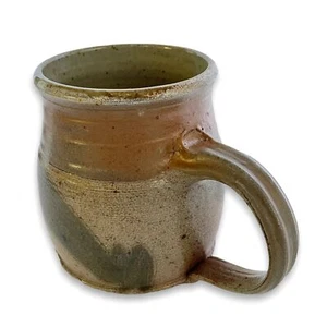 Mug Wheel Thrown Pottery Beige Brown Signed - Picture 1 of 11