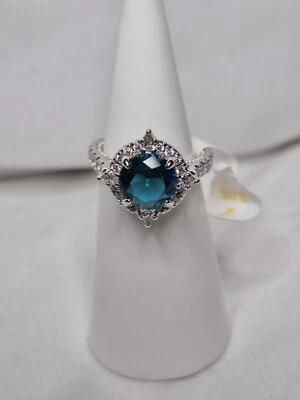 Bomb Party RBP2937 Retro Ring Size 7 Aquamarine On Rhodium Plating  - Image 1 of 4