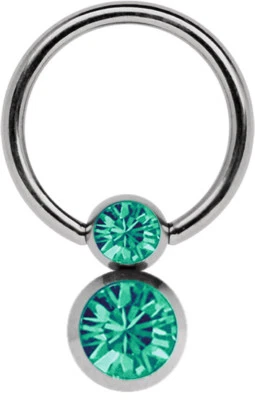 Titan Piercing Intimo Gioiello Anello Bcr IN 1,2mm Con Doppio Sfera Pietra IN - Immagine 1 di 2