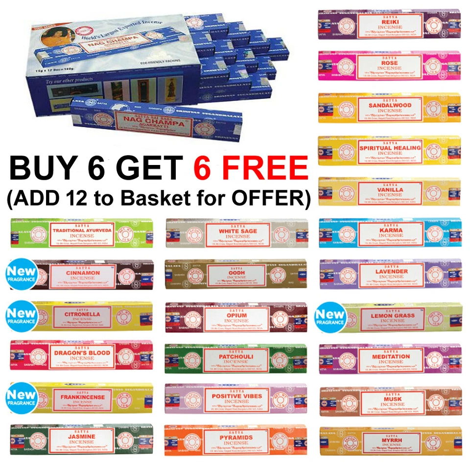 SATYA INCENSE STICKS Nag Champa 15g Packs Mix Match Scents Original Joss Insence - Image 1 of 1