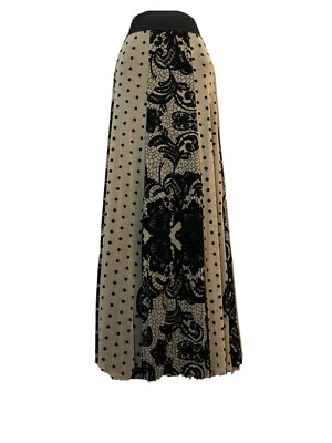 NWT- RARE~Petit Pois by Viviana Velvet Flocked Nude Long Skirt- Size Large - Image 1 of 4