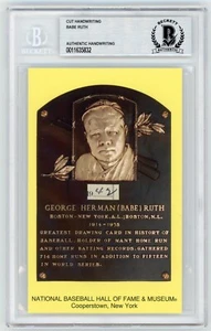 Babe Ruth "42" Cut Handwriting HOF Plaque BAS Beckett BGS Authentic - Picture 1 of 2