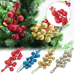Christmas Tree Cherry Sequins X-MAS Berries Decorations Hanging Baubles 3pcs/set - Bild 1 von 20