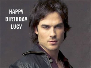 DIARIOS DE VAMPIROS A4 DAMON SALVATORE HOJA DE GLASEADO COMESTIBLE ADORNO DE PASTEL DE CUMPLEAÑOS - Imagen 1 de 1