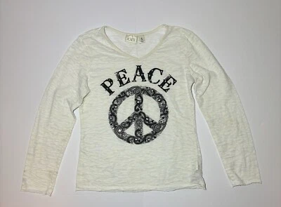 Camisa The Children's Place Niña Off White Manga Larga Paz Estrás M 7/8 Foto 1 de 4