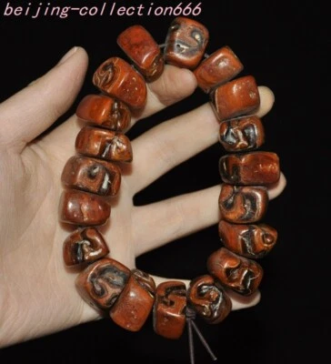 4.4" Tibet Handcarved Irregular Buddha bead statue Exorcism Bracelets Hand Chain - Image 1 of 4