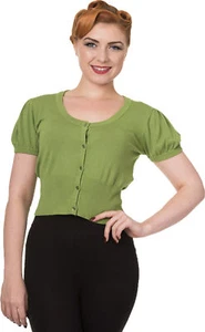 Banned «SHORT PLAIN» Vintage Kurzarm CARDIGAN Strickjacke Grün Rockabilly - Bild 1 von 3
