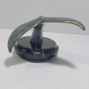 Rare!! Hand Sculpture Signed Hanson Whale Tail on Spinning Marble Base #28/950 - Picture 1 of 24