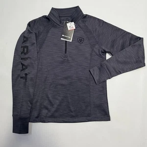 Ariat TEK Pullover Youth Large Charcoal Quarter Zip Technical Fleece Thumbholes - Picture 1 of 10