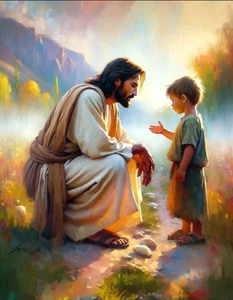 FOTO DE JESUCRISTO 8,5X11 PÓSTER DE JESÚS SONRIENTE DIOS PADRE RIENDO - AYUDA NIÑO - Imagen 1 de 1