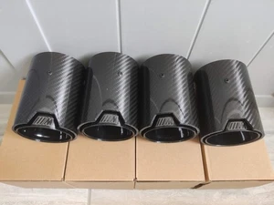 4 x Bmw Exhaust Tips Carbon Black MP M2 M3 M4 M5 M6 F80 F82 F83 F87 F10 F12 F06 - Picture 1 of 4