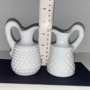 Vintage Fenton ? Milk glass small Oil And Vinegar Set-NO TOOPER/STOPPERS - Picture 1 of 7