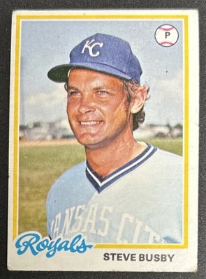 Tarjeta Topps Steve Busby 1978 336 Royals Pitcher pobre arrugado arañazos mala esquina Foto 1 de 3