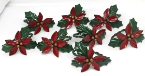 Porta tovaglioli vintage natalizi Poinsettia in metallo ritorto - set di 8 - Foto 1 di 7