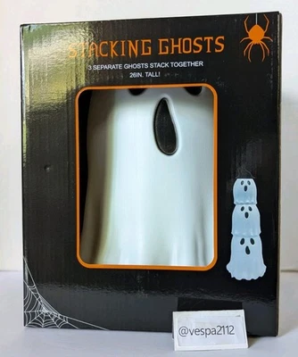 Halloween Stacking Ghost 4pc Set  Plastic Stackable Ghosts & Hat Topper 2025 - Image 1 of 4