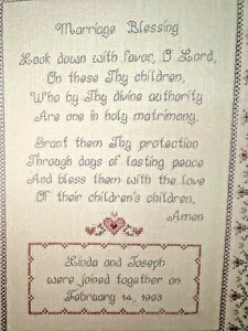 MARRIAGE BLESSING record Cross Stitch Chart Leisure Arts # 2438 - Picture 1 of 5