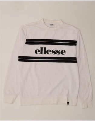 ELLESSE Hombres Gráfico Sudadera Jersey Pequeña Blanco Algodón BZ06 Foto 1 de 3