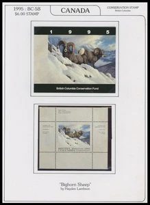 1995 CANADA-BRITISH COLUMBIA CONSERVATION FUND, BIGHORN, S.S.+M.S., D.#BCC1, b - Picture 1 of 3