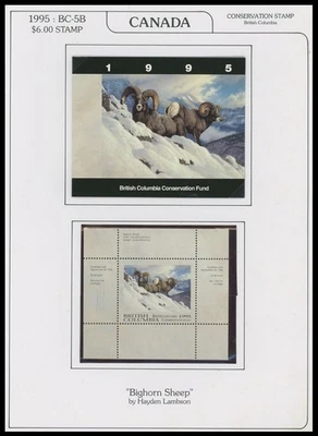1995 CANADA-BRITISH COLUMBIA CONSERVATION FUND, BIGHORN, S.S.+M.S., D.#BCC1, b - Image 1 of 3
