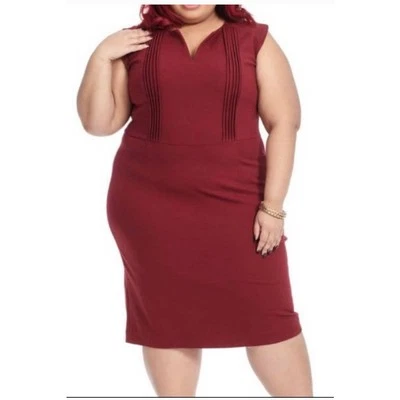 Vestido TOCCA USADO EN EXCELENTE ESTADO ($437) más 4X Borgoña Ponte Pintuck Hasta la Rodilla Foto 1 de 4