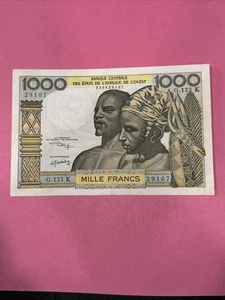 W.A.S / CODE LETTER "A" FOR IVORY COAST-1000 FRS-ND-PICK 703 KI 29107 - Picture 1 of 2