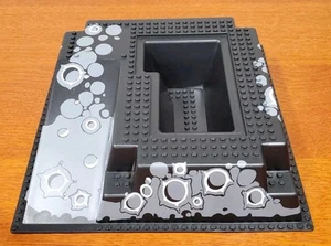 Lego Vintage Black Raised Baseplate w/Ramp Pit Craters 6959 6988 6991 2552pr002 - Picture 1 of 6