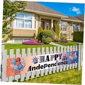 Large Happy Independence Day Banner Patriotic Hanging Decor Memorial National - Picture 1 of 6