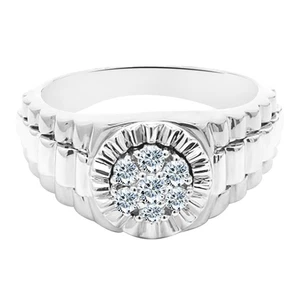 Anillo Aniversario Hombre 0,14Kt Forma Redonda D/VVSI Sólido Oro Blanco 585 - Imagen 1 de 4