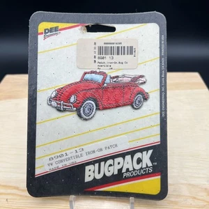 VTG VW Beetle Patch Volkswagen Red Bug Convertible Iron-On Made USA NOS Bugpack - Picture 1 of 6