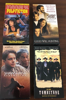 SALE!!! Lot Of 4 VHS PULP FICTION, GOOD WILL HUNTING, SHAWSHANK, TOMBSTONE Foto 1 de 2