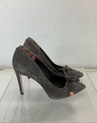 Ted Baker 深灰色玫瑰金麂皮绒尖头高跟鞋 36.5/6 — 第 1/4 张图片