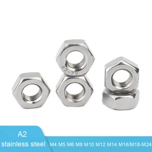 Fine Pitch Thread Nuts Hexagon Full Nuts Hex Nut Stainless Steel M4 M5/M6-M24 - Picture 1 of 6