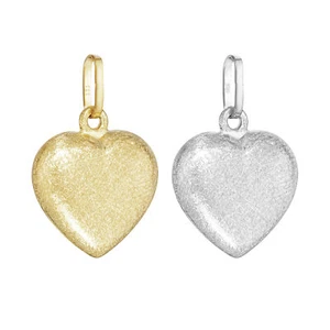 Kettenanhänger Herz Eismatt 925 Silber oder 333 Gelbgold 10x8mm Damen Amulett - Bild 1 von 3