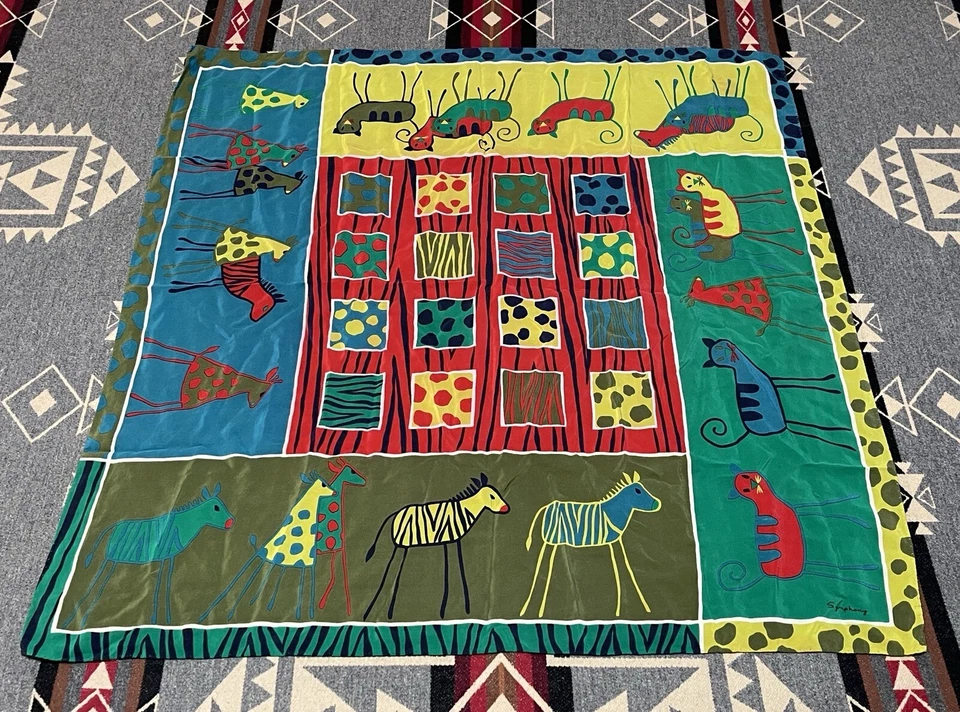 Bufanda de seda Symphony Designs 32x31 arte para gatos safari africanos T40 Foto 1 de 4