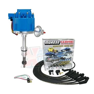 SBF HEI Distributor with Blue Cap 260 289 302 & Moroso 9872M Over VC 45° Wires - Picture 1 of 7