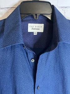 Ted Baker Endurance Button Down Shirt Mens 15.5 34/35 Flip Cuff Bright Blue - Picture 1 of 10