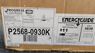 Progress Lighting Kudos 52" 5 Blade Ceiling Fan | Brushed Nickel | P2568-0930K - Image 1 of 3