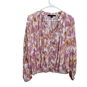 Marc New York Blouse Women's Medium Colorful V-Neck Button Artsy Shirt Top - Picture 1 of 8