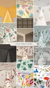 Oval Plain Table Cloth Wipe Clean Vinyl Table Cover Protector Waterproof Floral - Picture 1 of 38