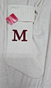 Wondershop Knit Monogram Initial “M” Christmas Stocking White  Red Letter Target - Picture 1 of 5